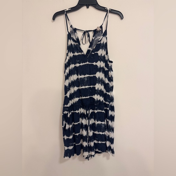 LOFT Outlet Pants - LOFT Navy and White Tie-Dye Romper